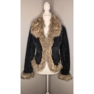 Afgan Penny Lane boho western Y2k faux fur suede leather studded coat